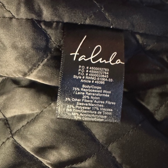 Black Wool Bomber Jacket by Aritzia - Picture 5 of 5